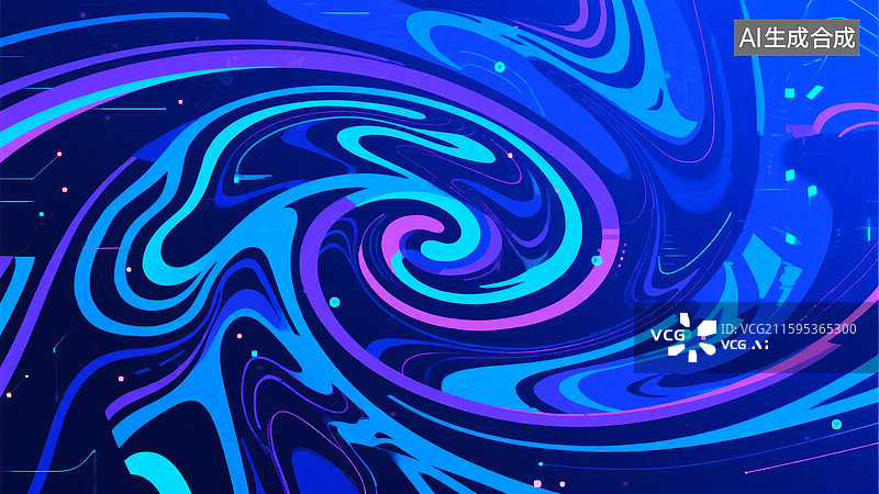 【AI数字艺术】蓝色漩涡抽象图案图片素材
