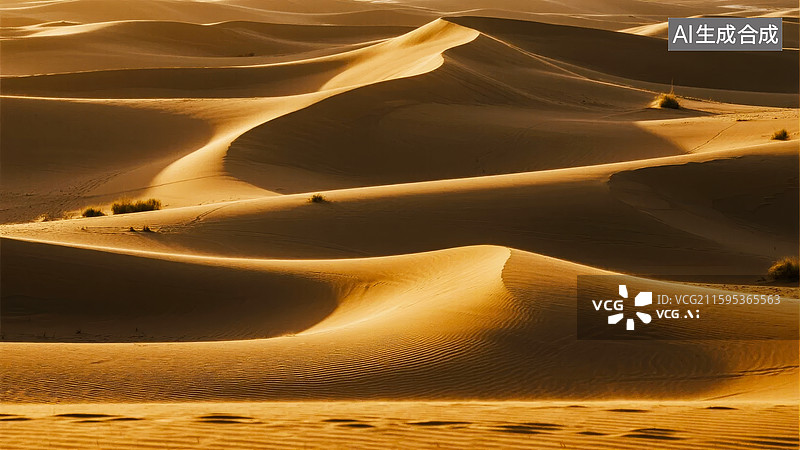 【AI数字艺术】金色沙丘起伏的沙漠景观图片素材