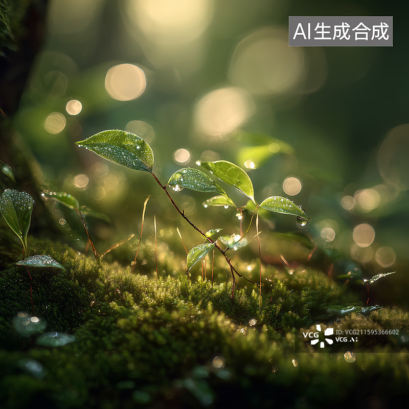 【AI数字艺术】微观苔藓生态图片素材