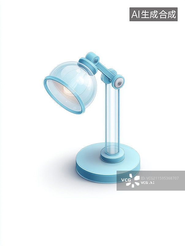 【AI数字艺术】蓝色台灯照亮桌面图片素材