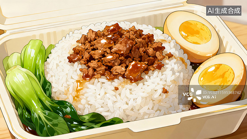 【AI数字艺术】外卖便当卤肉饭图片素材