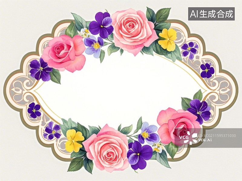 【AI数字艺术】花环边框装饰画图片素材