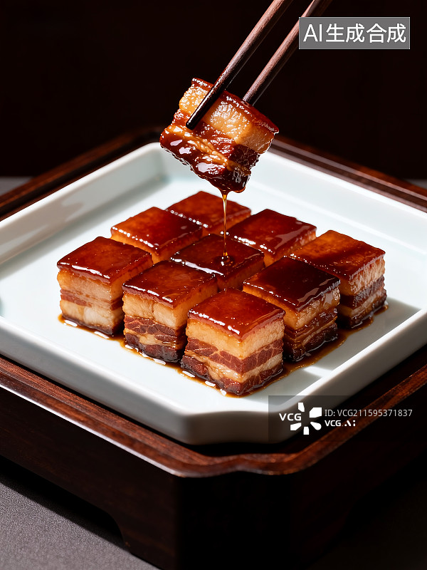 【AI数字艺术】色泽诱人的红烧五花肉图片素材