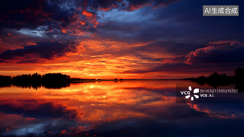 【AI数字艺术】夕阳下的海滩图片素材