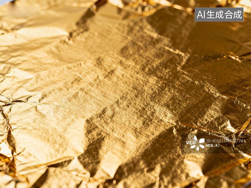 【AI数字艺术】金色箔片的特写镜头图片素材