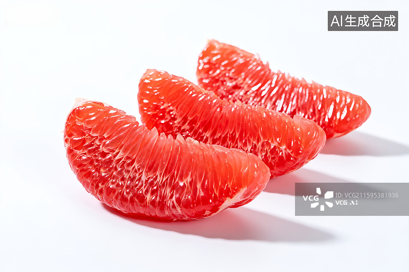 【AI数字艺术】白色背景上的红葡萄柚切片图片素材