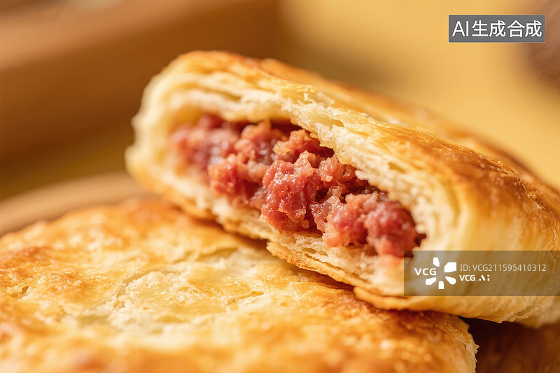 【AI数字艺术】美味的肉馅酥皮点心图片素材