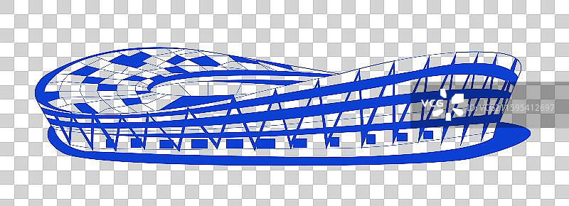 苏州市体育中心城市地标建筑线条矢量插画免扣元素图片素材