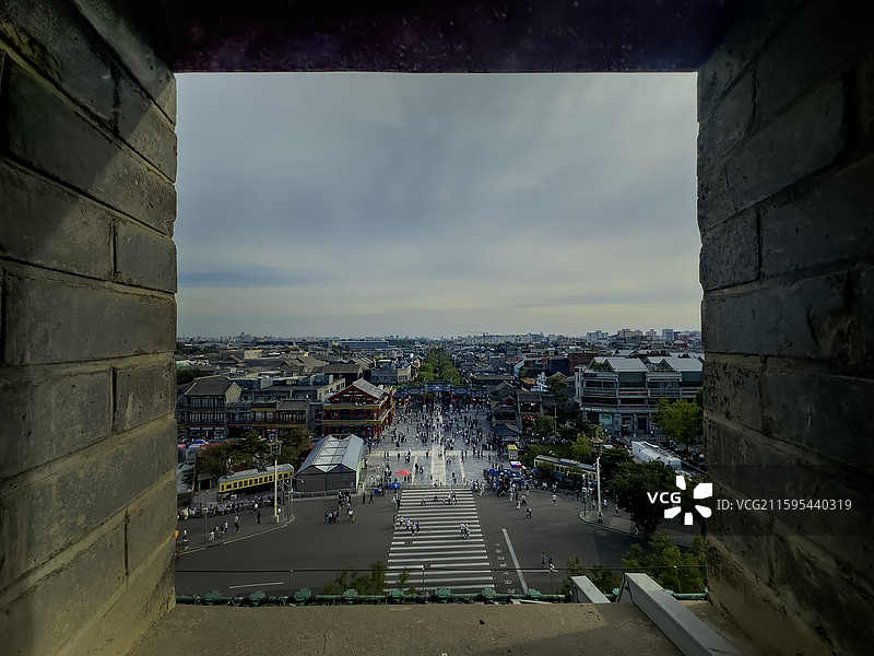 古代城楼窗外的大前门图片素材