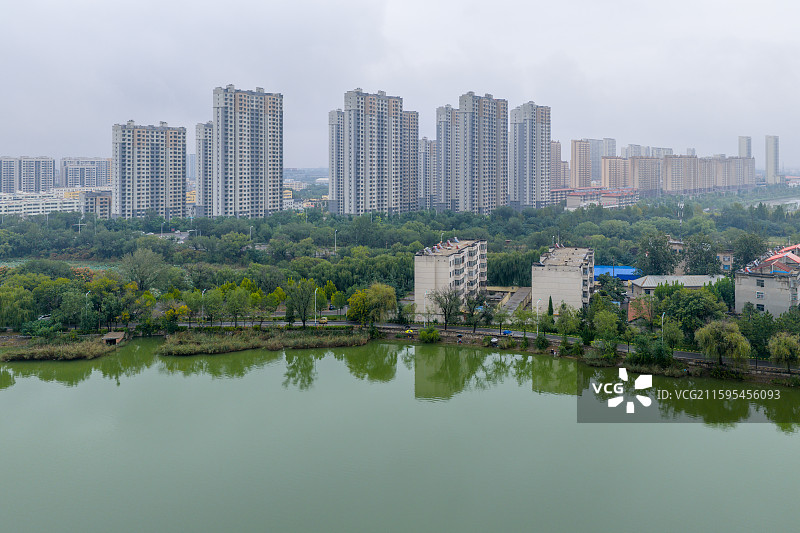 航拍滨州蒲湖风景区图片素材