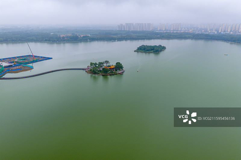 航拍滨州蒲湖风景区图片素材