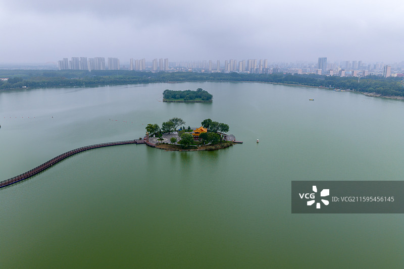航拍滨州蒲湖风景区图片素材