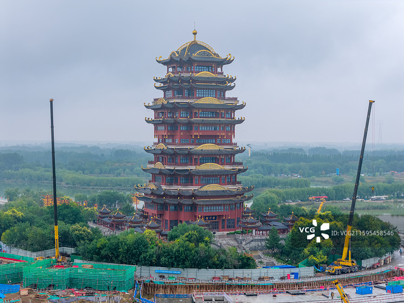 航拍滨州黄河楼图片素材