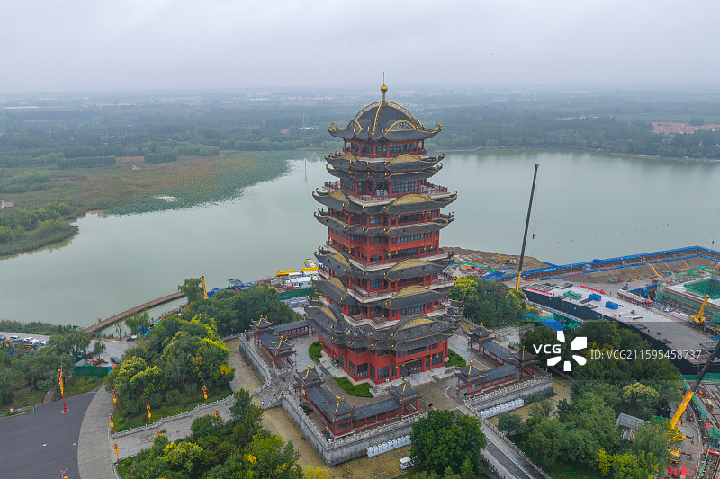 航拍滨州黄河楼图片素材