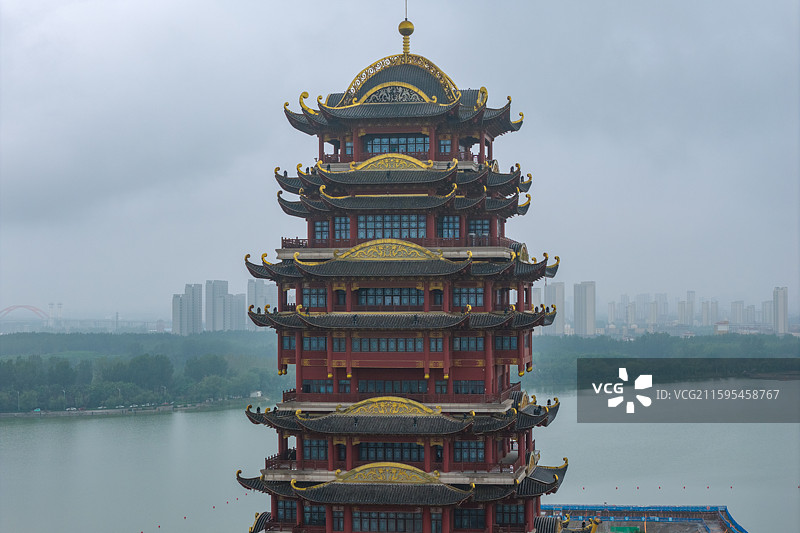 航拍滨州黄河楼图片素材