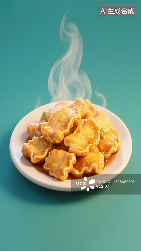 【AI数字艺术】中餐美食锅包肉溜肉段糖醋里脊家常菜小炒肉热气腾腾年夜饭团圆饭餐厅外卖菜单3D渲染风格卡通插画餐饮广告图片素材