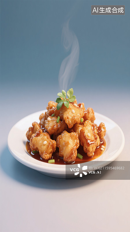 【AI数字艺术】中餐美食锅包肉溜肉段糖醋里脊家常菜小炒肉热气腾腾年夜饭团圆饭餐厅外卖菜单3D渲染风格卡通插画餐饮广告图片素材