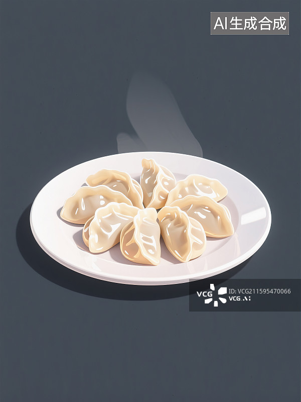 【AI数字艺术】一盘饺子白色瓷盘中国传统节日节气美食小吃春节除夕小年冬至立冬晶莹剔透水晶虾饺蒸饺3D三维立体渲染风格图片素材
