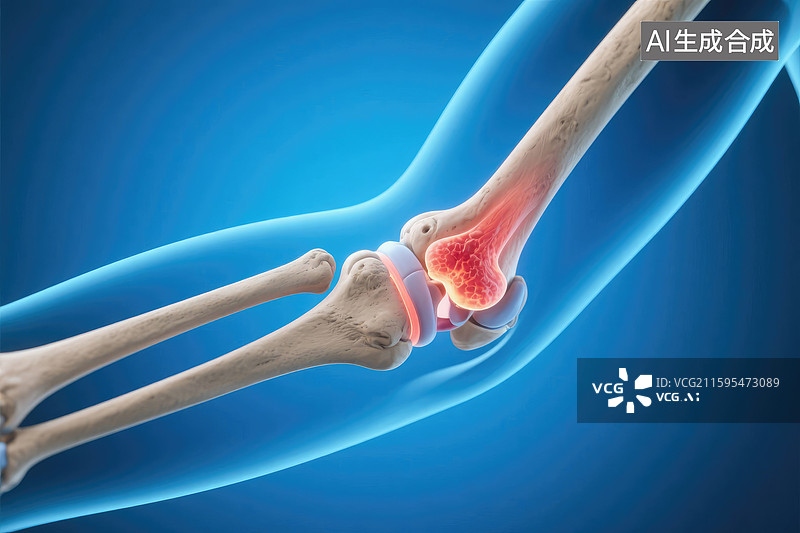 【AI数字艺术】人体肘部关节疼痛医学示意图图片素材