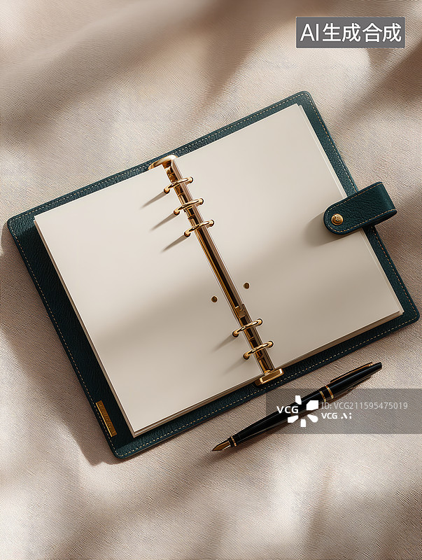 【AI数字艺术】笔记本与钢笔的特写画面图片素材