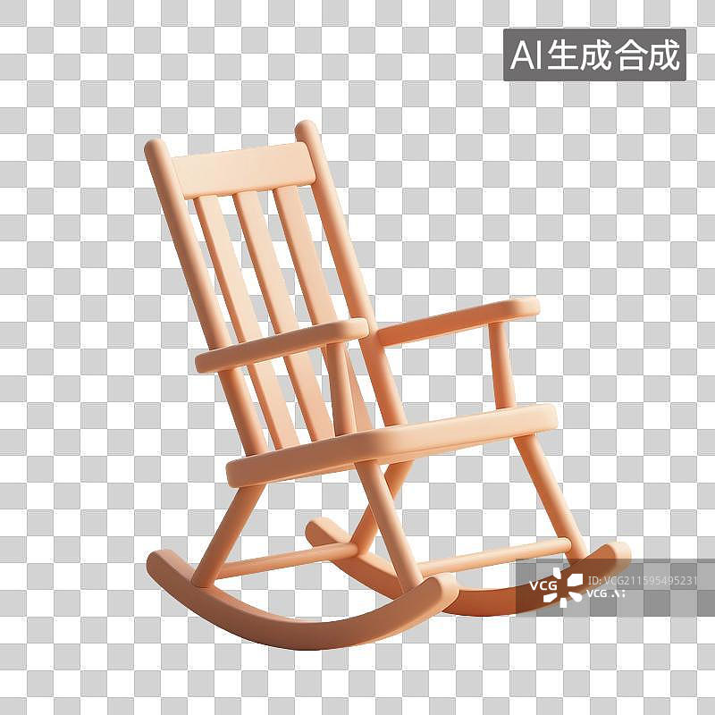 【AI数字艺术】3D渲染，木质凳子，椅子，家具，免抠元素图片素材