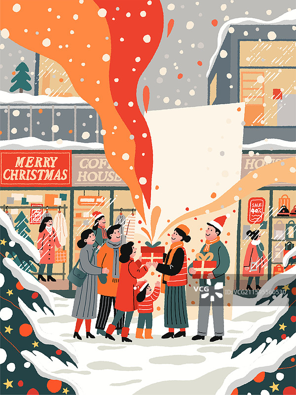 圣诞节购物节插画图片素材