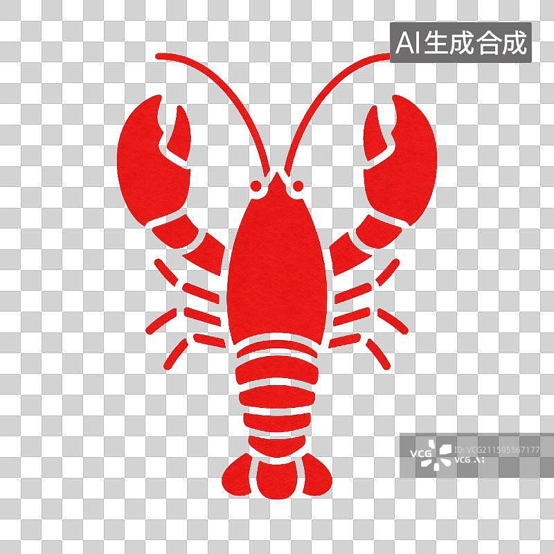 【AI数字艺术】红色龙虾的简洁插画图片素材