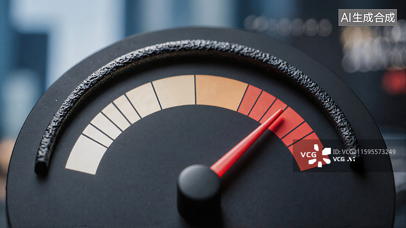 【AI数字艺术】仪表盘指针指示红色区域图片素材