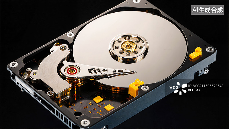 【AI数字艺术】硬盘内部结构展示图片素材