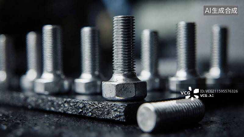 【AI数字艺术】金属螺栓特写图片素材