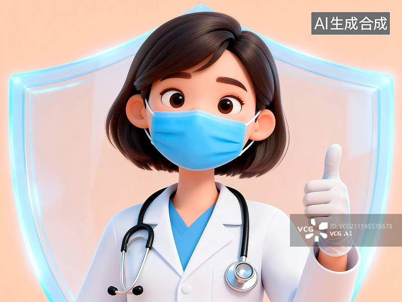 【AI数字艺术】女医生点赞加油图片素材