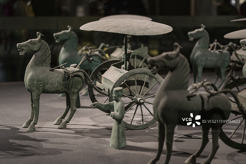 甘肃博物馆雷台汉墓青铜车马仪仗队图片素材