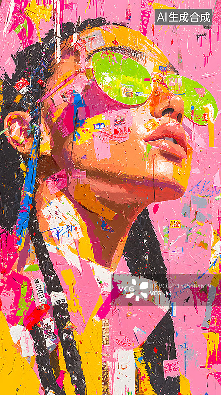 【AI数字艺术】彩色泼墨风格人物肖像画图片素材