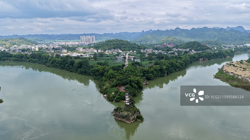 广西崇左左江斜塔图片素材