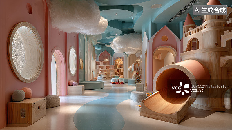 【AI数字艺术】梦幻儿童乐园室内设计图片素材