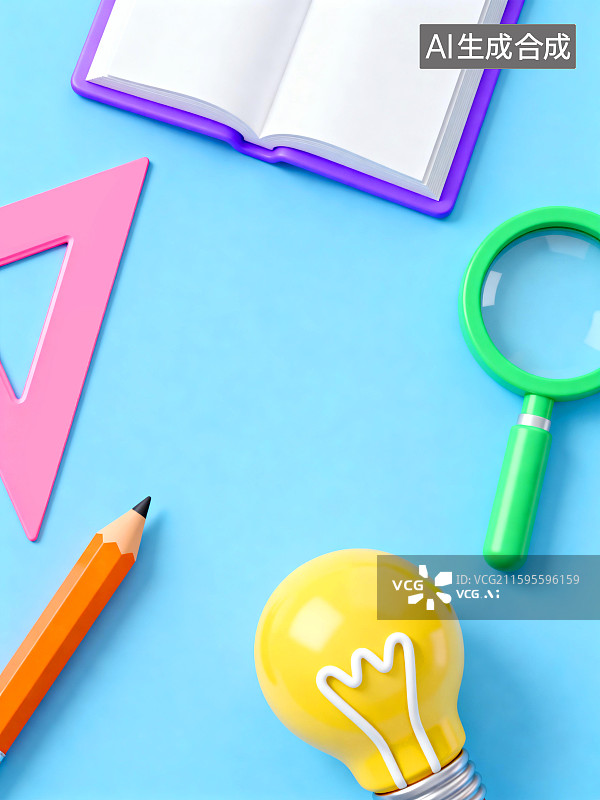 【AI数字艺术】桌面上的文具背景图片素材