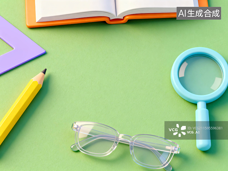 【AI数字艺术】桌面上的文具背景图片素材