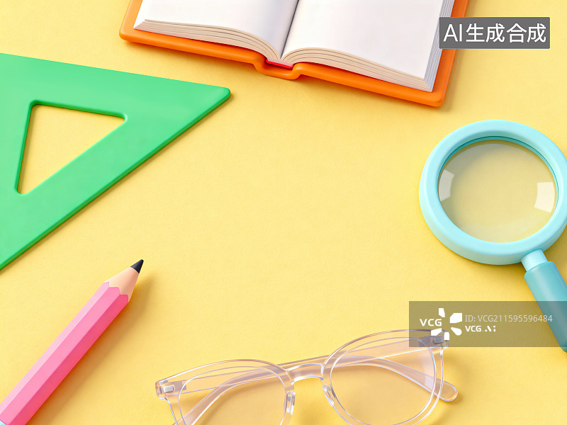 【AI数字艺术】桌面上的文具背景图片素材