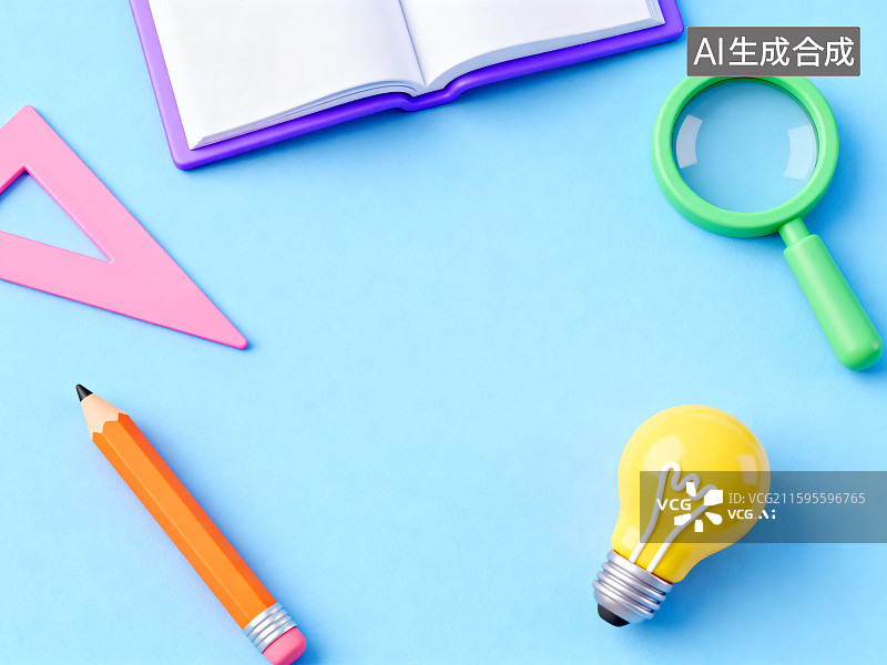 【AI数字艺术】桌面上的文具背景图片素材