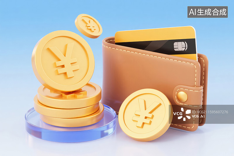 【AI数字艺术】钱包与日元硬币的金融示意图片素材