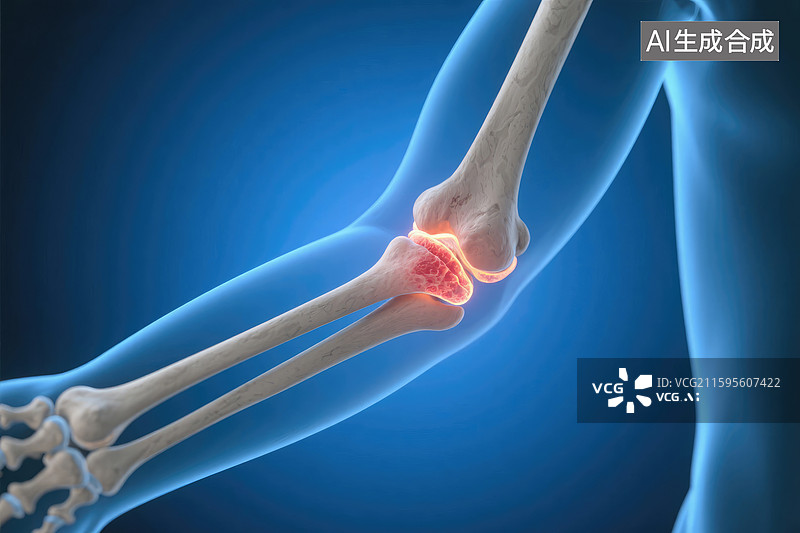 【AI数字艺术】肘部关节疼痛骨骼示意图图片素材