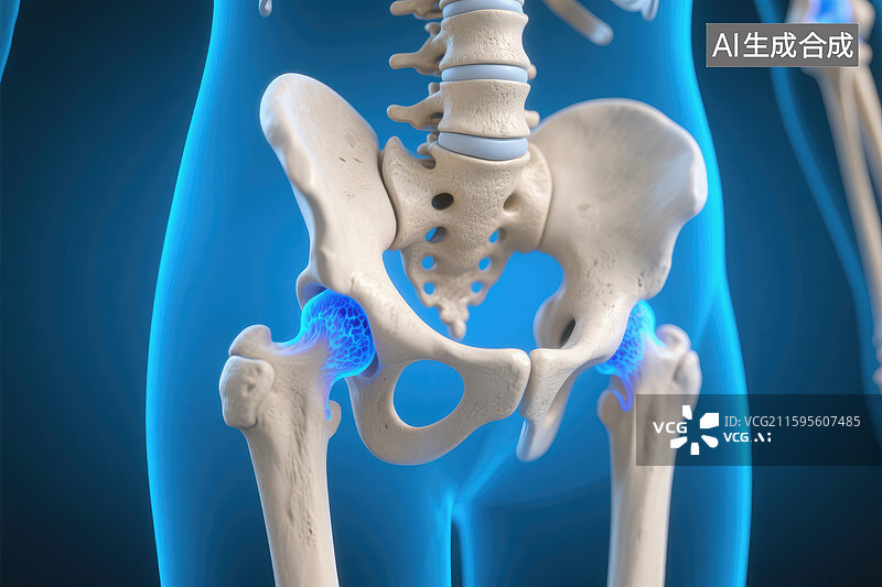 【AI数字艺术】人体髋关节3D疼痛示意图片素材