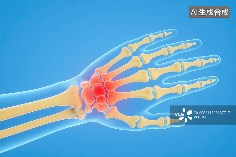 【AI数字艺术】人体手腕关节疼痛3D示意图图片素材