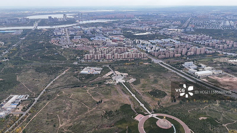 鄂尔多斯伊克敖包航拍图片素材