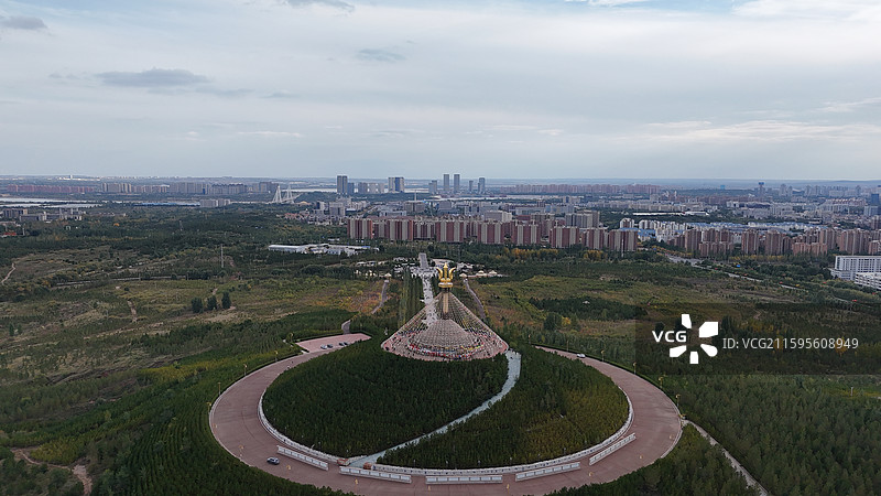 鄂尔多斯伊克敖包航拍图片素材