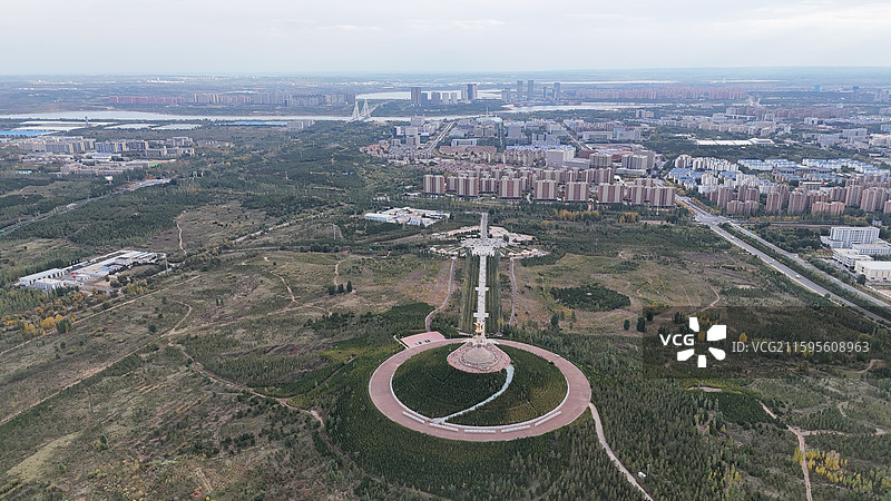 鄂尔多斯伊克敖包航拍图片素材