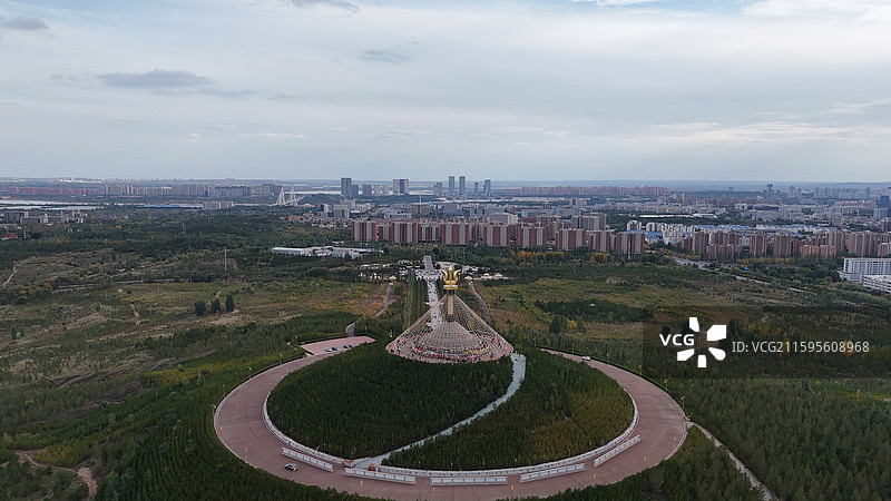 鄂尔多斯伊克敖包航拍图片素材