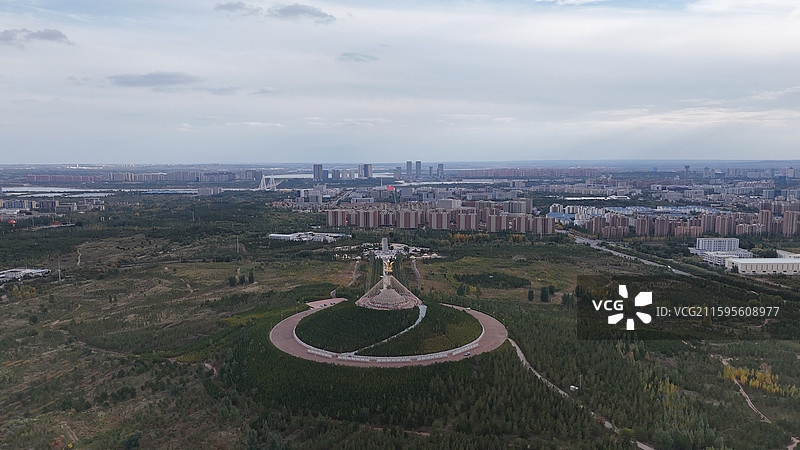 鄂尔多斯伊克敖包航拍图片素材