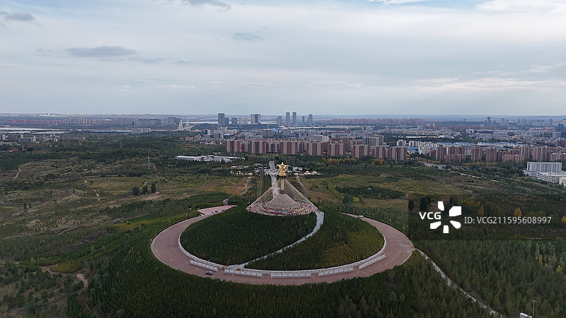 鄂尔多斯伊克敖包航拍图片素材