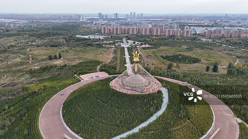 鄂尔多斯伊克敖包航拍图片素材